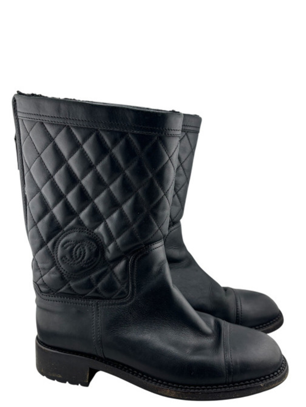 Chanel CC Quilted Leather Boots
